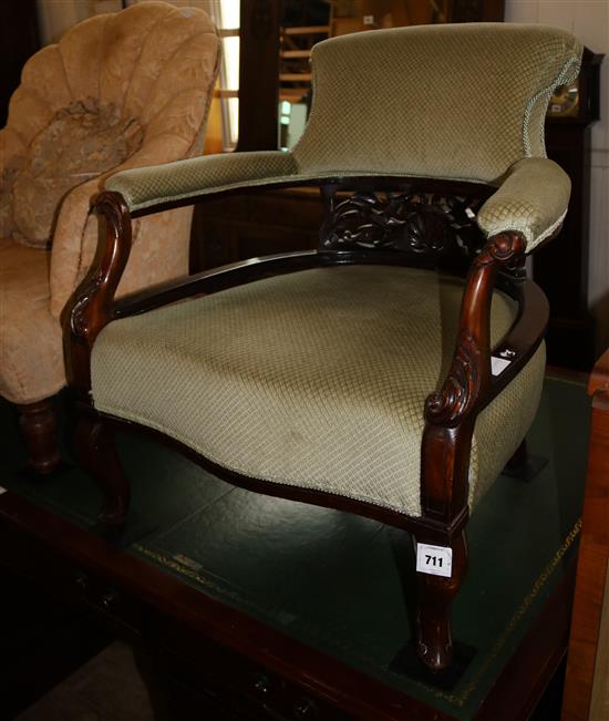 Late Victorian tub shaped armchair(-)